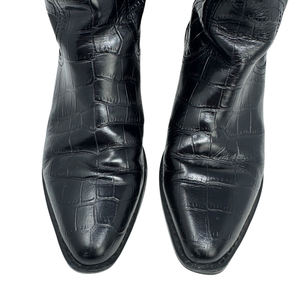 Marc Fisher Haze Boots Black Croc Embossed Heeled Size 8 - Picture 9 of 14